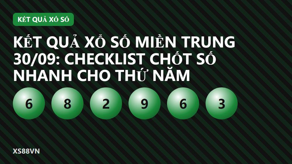 Kết quả xổ số miền Trung 30/09: Checklist chốt số nhanh cho thứ Năm