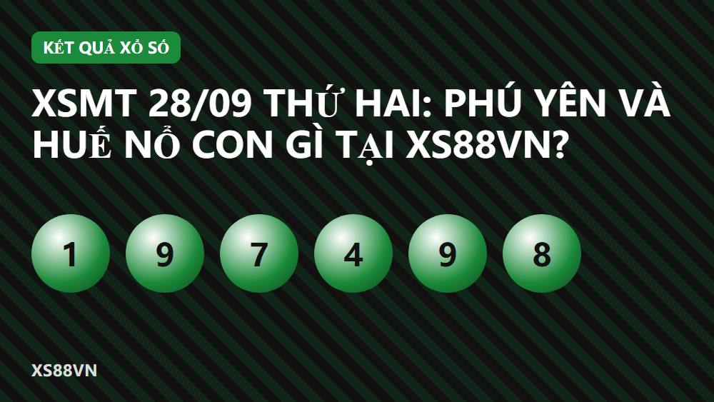 XSMT 28/09 thứ Hai: Phú Yên và Huế nổ con gì tại XS88VN?