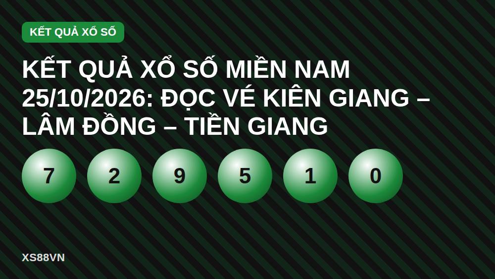 Kết quả xổ số miền Nam 25/10/2026: Đọc vé Kiên Giang – Lâm Đồng – Tiền Giang