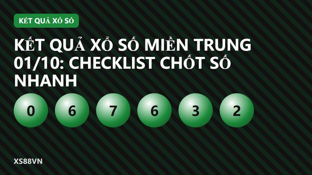 KẾT QUẢ XỔ SỐ MIỀN TRUNG 01/10: Checklist chốt số nhanh
